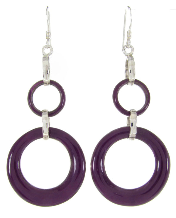 Silver Sugilite Hook Earrings Southwest Jewelry ZW61704